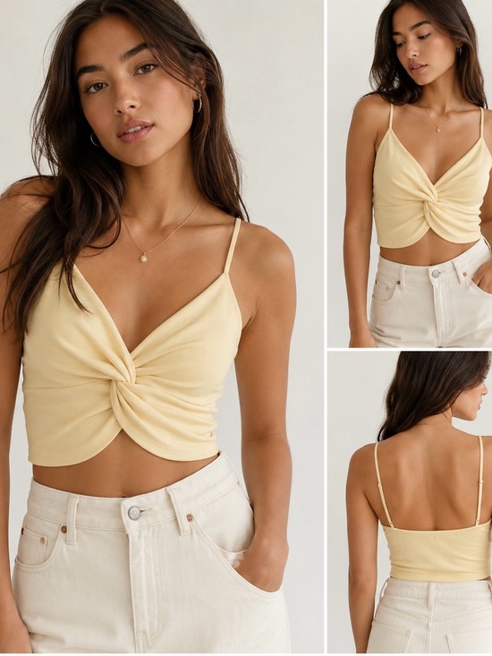 Babaton Tops - Aritzia Babaton Alfie Crop Tank – Butter Yellow – Size Medium